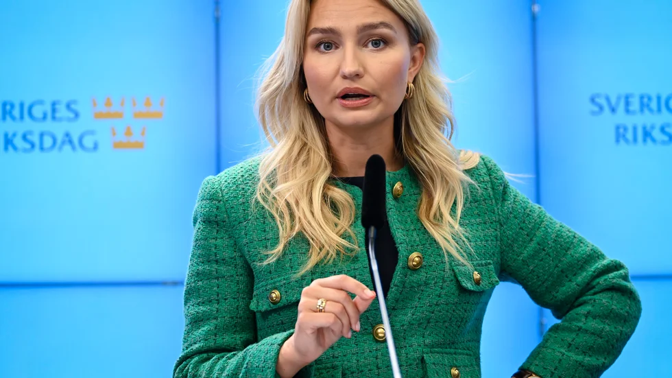 Kristdemokraternas partiledare Ebba Busch på en bild från i juni i år.