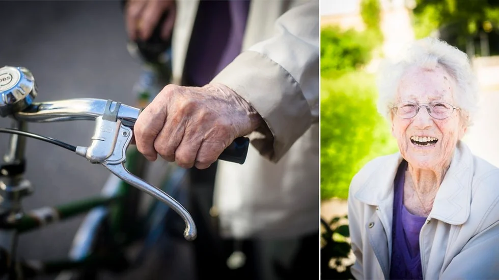 Vera Gustafsson har cyklat på sin gamla gröna cykel i runt 60 år, hon vet inte exakt hur länge. Den står alltid inomhus när hon är hemma. Kanske är det därför den har hållit så länge, funderar Vera. Själv fyller hon 95 år i dag, den 8 juni.