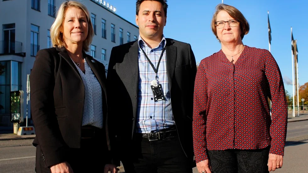 Annica Åkerblad, hotelldirektör på Elite stadshotellet, Fredrik Krait, områdeschef för arbete och försörjning på Eskilstuna kommun och Marica Anderbrink-Toll, projektledare för Rekryteringsmässan, arbetsförmedlingen.