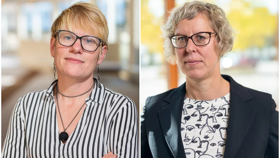 Martina Johansson och
Malin Björk, riksdagsledamöter för Centerpartiet.
