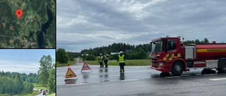 Man död efter olycka på E4 – motorcykel krockade med lastbil • E4 var helt avstängd under räddningsarbetet