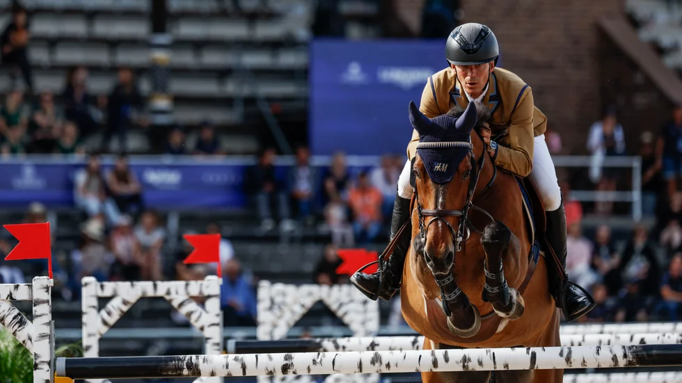 Peder Fredricson på All In under helgens tävlingar i Global Champions Tour på Stockholms stadion.