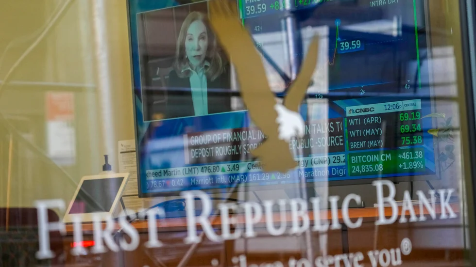First Republic Bank gick spikrakt nedåt. Arkivbild.