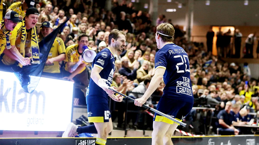 Markus Jovic efter ett av sina mål i SSL-kvalet.
