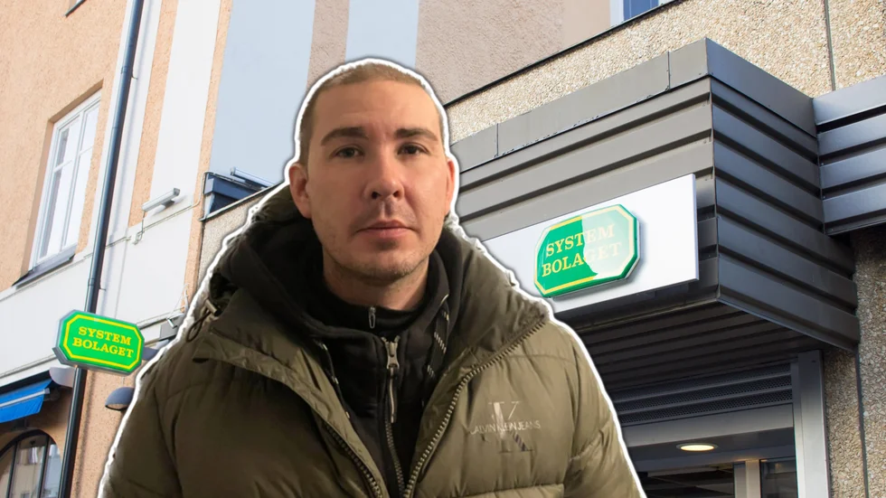 Calle Edlund fick inte köpa vin på Systembolaget i Katrineholm för att sonen var med. Bilden är ett montage.