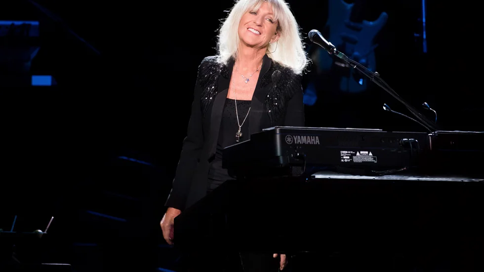 Christine McVie under en spelning på Madison Square Garden i New York 2014. Arkivbild.
