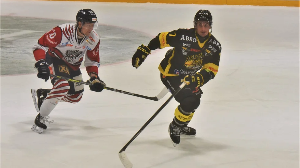 David Thomson gjorde en bra match för Vimmerby Hockey.