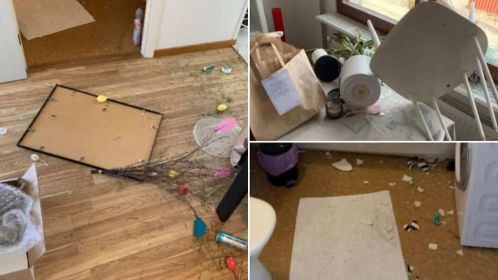 Mannen orsakade stor förstörelse i lägenheten.