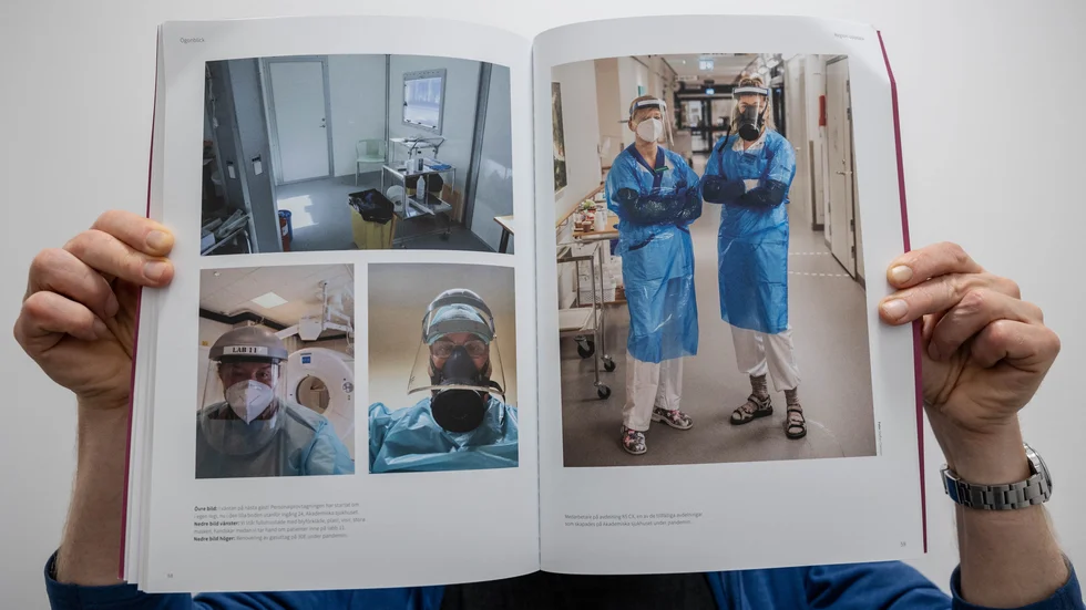Boken "Ögonblick" ger skildringar i text och bild från dem som jobbade med pandemin i Region Uppsala. 