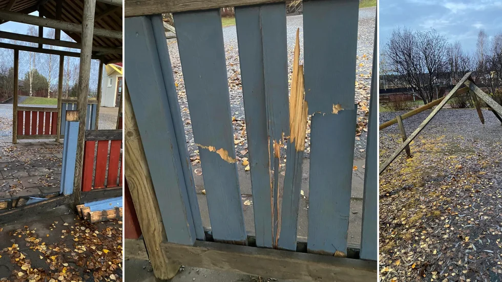 Delar av skolgården vid Måttsunds skola fick stängas av efter vandaliseringen.