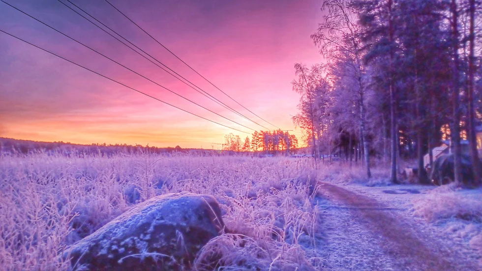 Magisk morgon. Kjell Rönnqvist tog en promedad vid kanotklubben i Luleå och fångade en färgstark soluppgång på bild.      