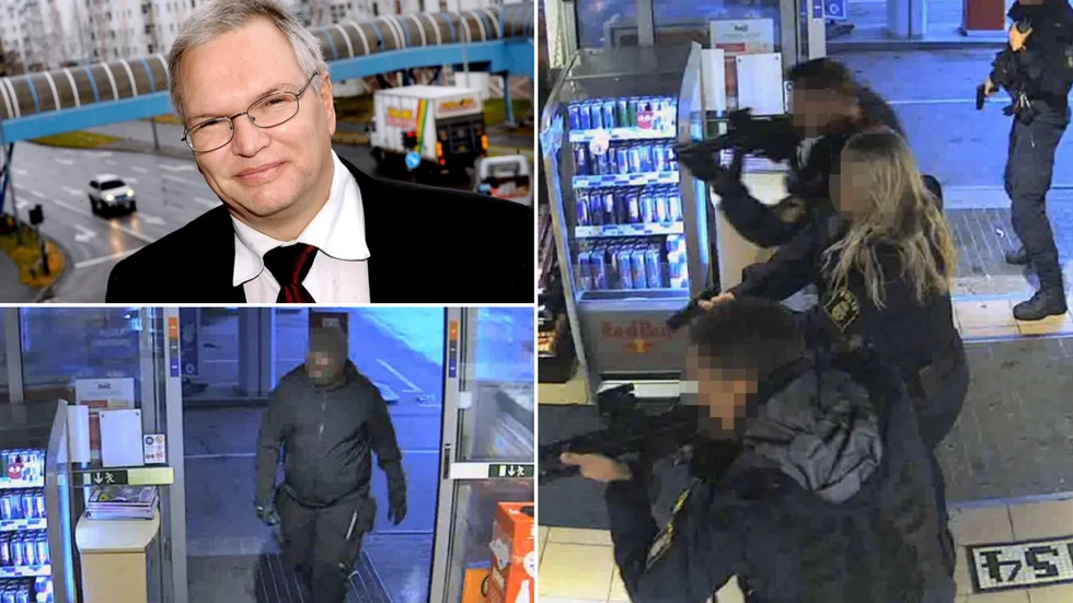 Advokat Jan Wennerbrandt, bilden längst upp till vänster, förträder de fyra ingripandepoliser som var med vid skjutningen av den suicidale Circle K-mannen i Luleå i september. "En ensam man med aggressioner både mot kvinnor och människor av annan hudfärg, även mot samhället i stort. Det finns mycket forskning nu som talar om dessa män som tickande bomber", säger Jan Wennerbrandt.