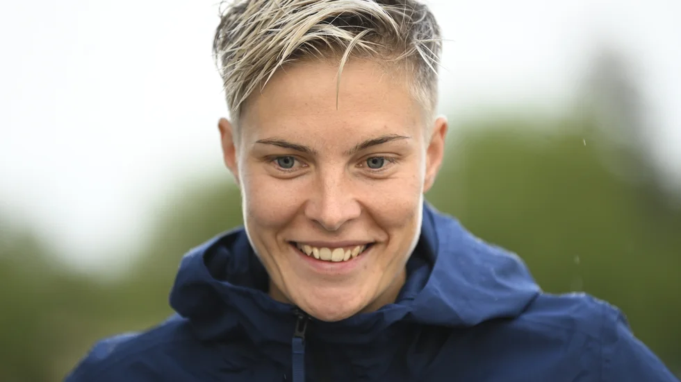 Lina Hurtig, här med landslaget, gjorde två mål för Arsenal. Arkivbild.