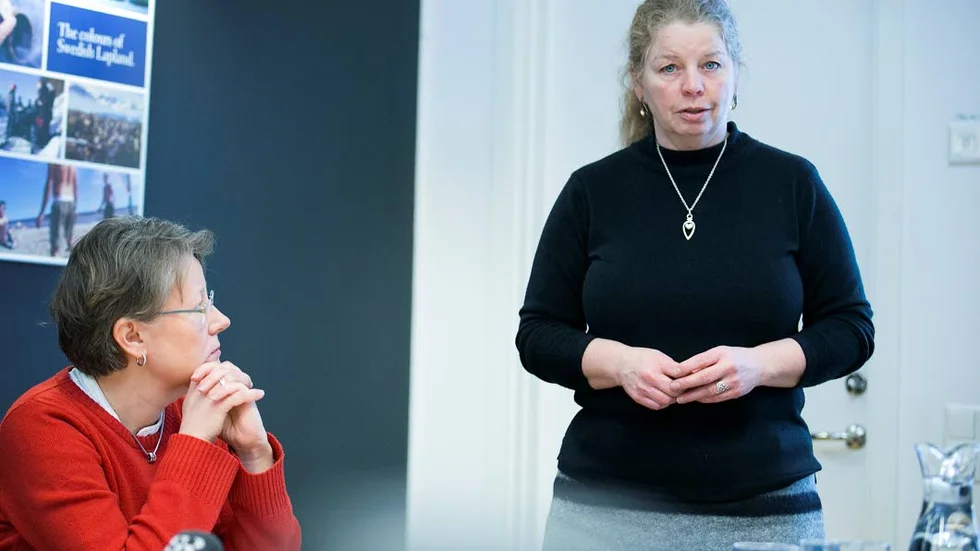 " Alla de sju utbildningarna bottnar i ett stort behov på arbetsmarknaden", säger Monica Lundkvist. Till vänster Nina Gotthold.