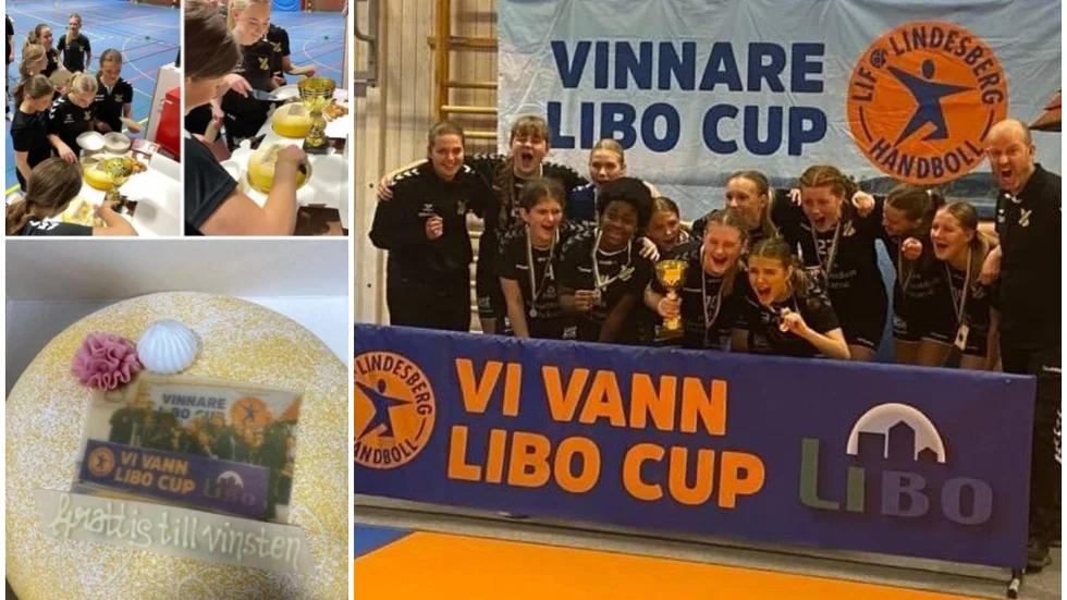 Gökstens flickor 14 vann Libo cup och firade med en guldsmakande tårta.