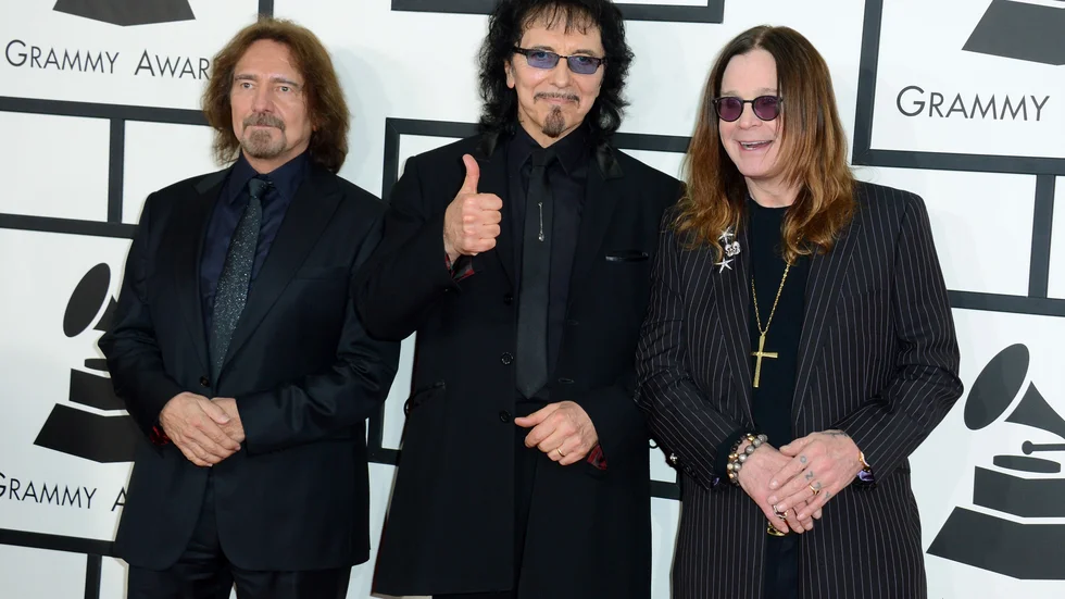 Geezer Butler, Tony Iommi och Ozzy Osbourne i Black Sabbath. Arkivbild.
