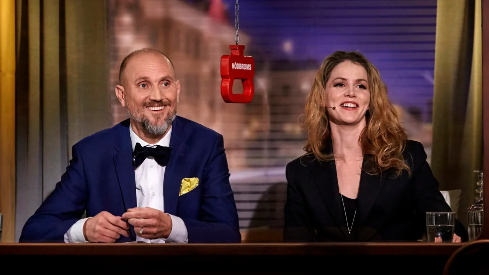 Fritte Fritzson och Marie Agerhäll vann finalen i "På spåret". Pressbild.