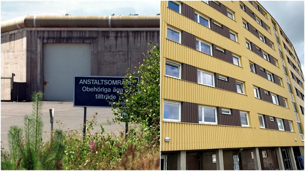 Mannen som dömts till livstid för mordet på den 56-årige Norrköpingsbon har avtjänat delar av sin fängelsetid på Tidaholmsanstalten. Till höger ses byggnaden där den mördade drev sin kiosk.