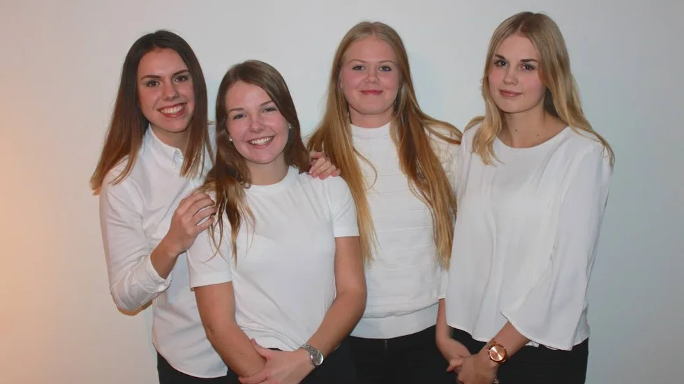 Fin utmärkelse. Utilis UF i Finspång, har utnämnts till månadens UF-företag och bakom företaget står från vänster Nathalie Bergström, Elin Karlsson, Theres Petersson och Linn Eklöf.