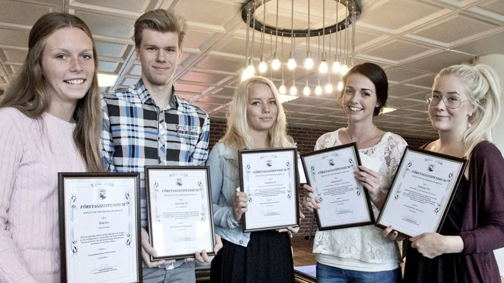 Ebba Grandin, Ifånfix UF, Eric Abrahamsson, Sportbag UF, och Sofia Öhman, My Jonsson och Ida Rosengren från Tjejkoden UF fick stipendier av kommunfullmäktige.