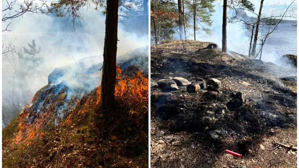 På Lillön i Tisnaren brann det under påskhelgen, till följd av att någon eldat på ett oförsiktigt sätt, och inte släckt ordentligt efter sig. 