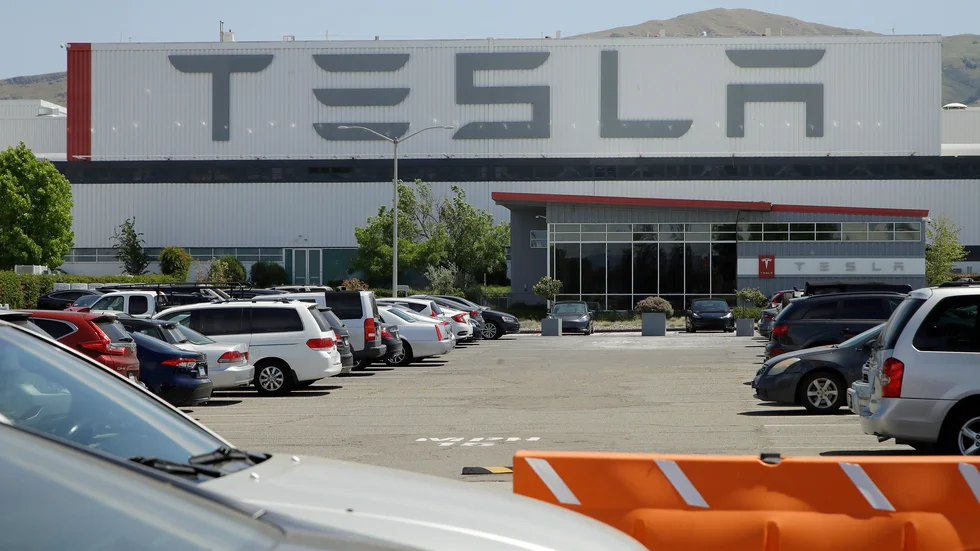 Teslas fabrik i Fremont, Kalifornien. Arkivbild.