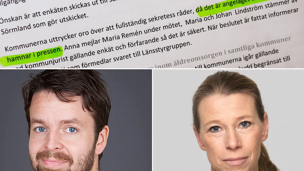 "...det är angeläget att siffrorna inte hamnar i pressen" stod det i en minnesanteckning om smittspridningen på länets äldreboenden. När tidningen begärde ut handlingen hade meningen tagits bort.