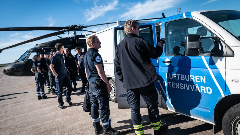 På tisdagen fick personal från Akademiska utbildning i Blackhawk-helikoptern. Normalt sett är en fjärdedel av deras arbetstid förlagd till Ärna och resten på Akademiska, men nu går de upp på halvtid.