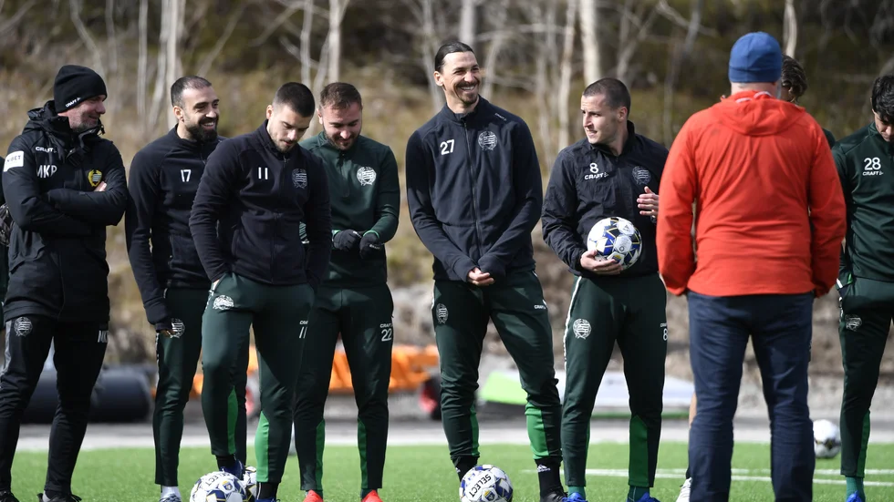 Zlatan Ibrahimovic under Hammarbys träning på Årsta IP.