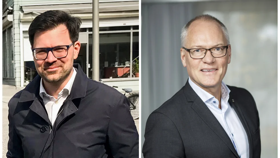Näringslivschefen Mathias Forsberg och kommunalrådet Olov Holst (M). 