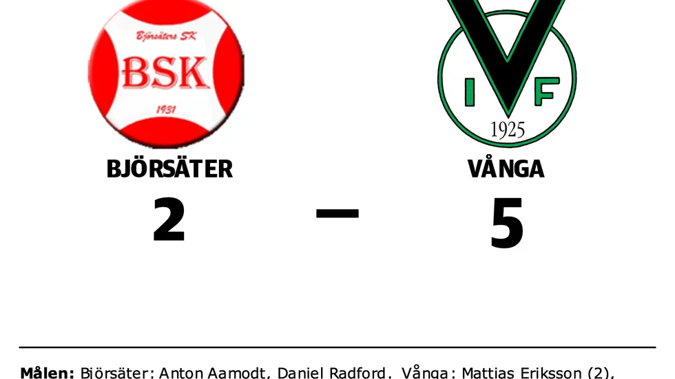 Björsäter förlorade mot Vånga