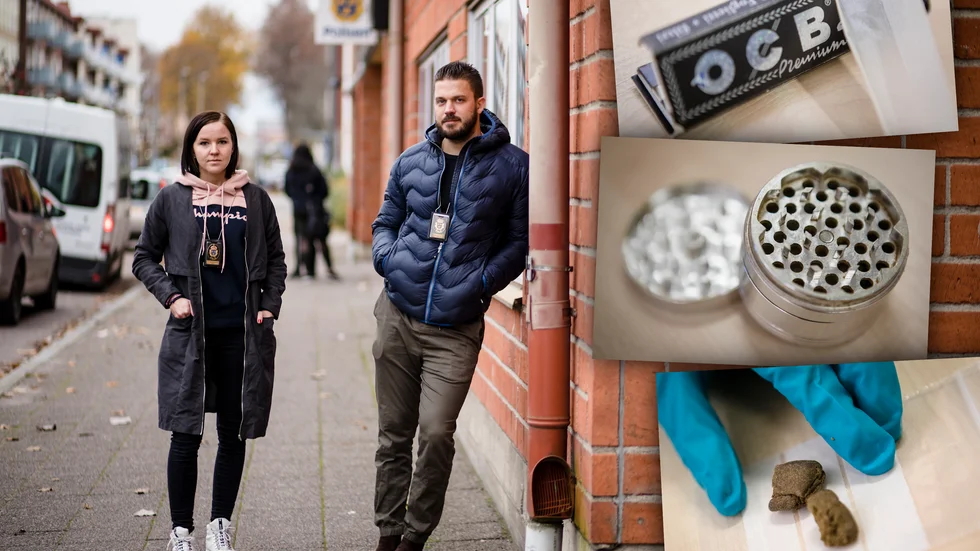 Rullpapper och kvarnar hittar polisen hela tiden hos missbrukande ungdomar, berättar Linnéa Pantzare-Aaro och Tommy Ahlén, som båda arbetar med ingripandeverksamheten. 