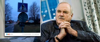 John Cleese uppmärksammar gatuskylt i Haparanda