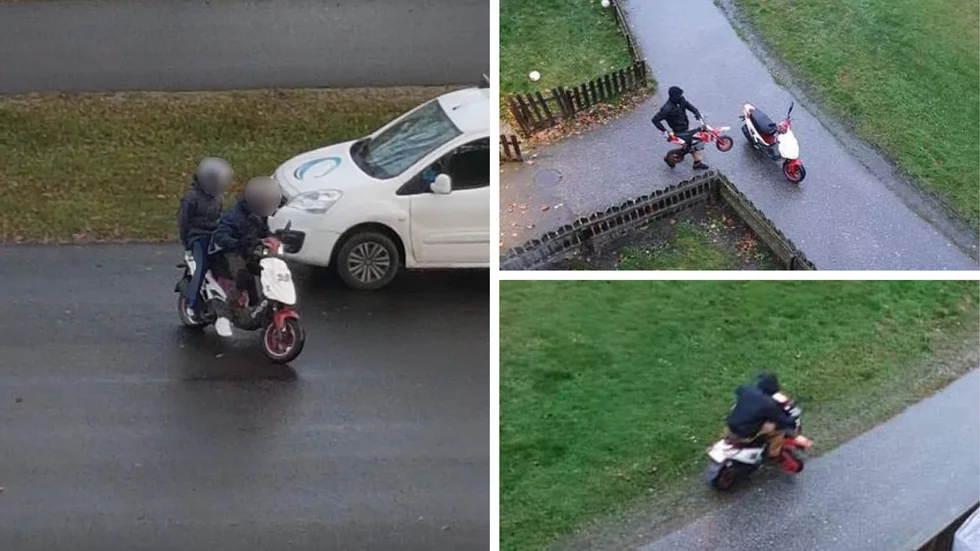 Med hjälp av uppmärksamma Torshällabor har Daniel Grech kunnat följa sin stulna moped. Här syns bilder på när den bland annat används som vid en stöld av en minicross.