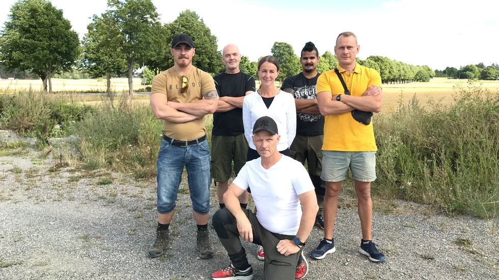 Hela styrkan som samlar in covid-19-proverna i Uppsala län. Från vänster: John Lundin, Jörgen Lundholm, Johanna Holmlund Lautmann, Ayo Forsbäck och Bojan Brstina. Främre raden: Kristoffer Andersson Lindh.