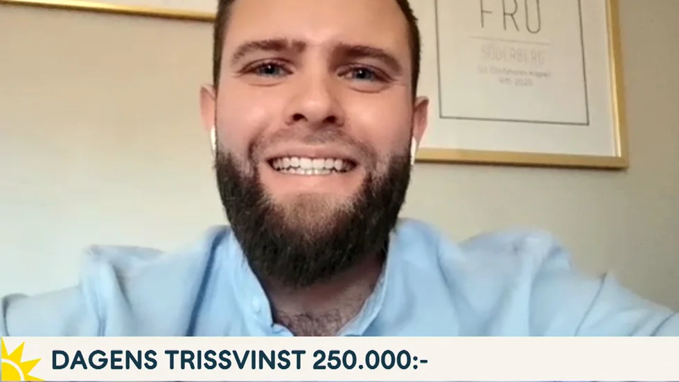 Simon Söderberg i Bro skrapade hem 250000 kronor Tv4:s Nyhetsmorgon.