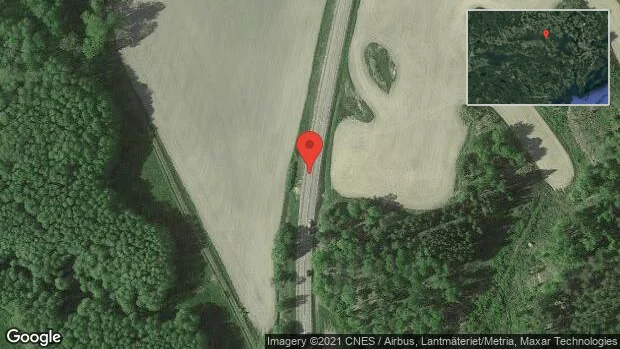 Stopp på väg 55 på grund av en singelolycka