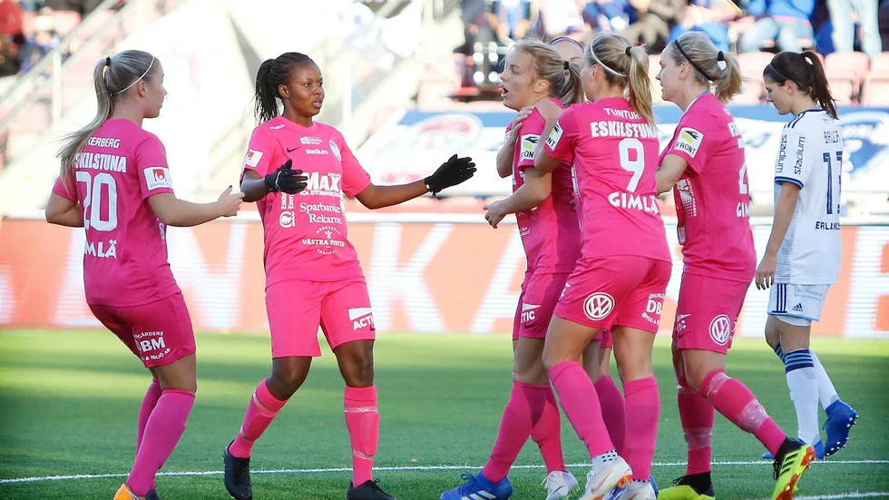Eskilstuna United har aldrig förlorat en Rosabandet-match. Bilden är från segern mot Djurgården 2018.