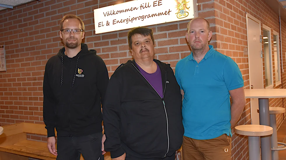 Gymnasielärarna på el- och energiprogrammet i Boden: Andreas Larsson, årskurs 1, Leif Degerman, årskurs 2, och Richard Nilsson, årskurs 3. 