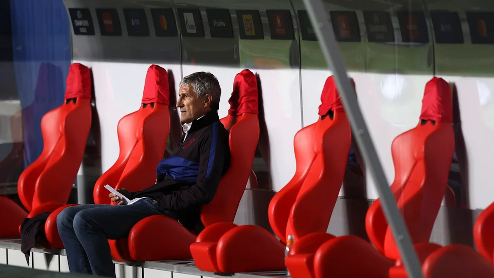 Quique Setién sparkas från Barcelona efter bara åtta månader på posten som huvudtränare för katalanerna. Arkivbild.
