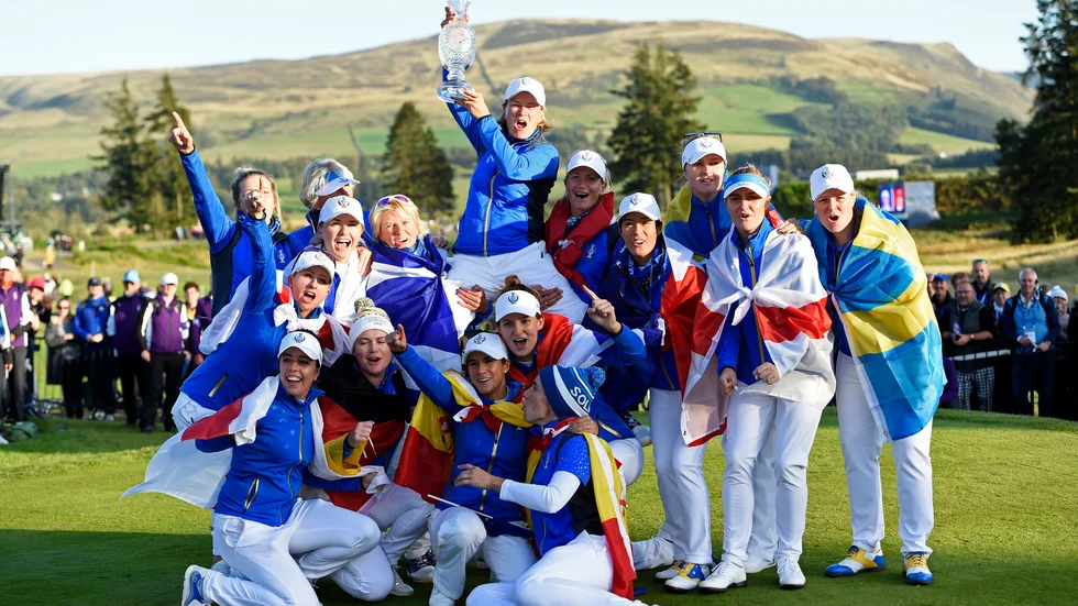 Europas vinnande lag i Solheim Cup förra året. Arkivbild.