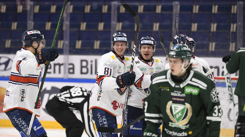 Växjös Fredrik Karlström (nummer 81) avgjorde den fjärde kvartsfinalen mot Färjestad.