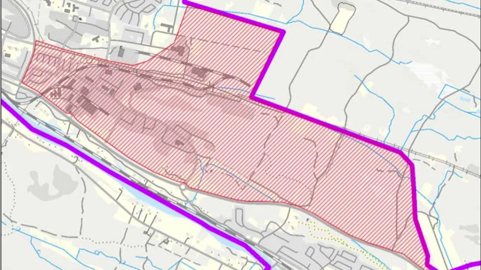 Här syns hur Bergsbyns industriområde får en generell fartgräns på 40 kilometer/timmen, dock ej Torsgatans förlängning som får 60 km/tim. 
