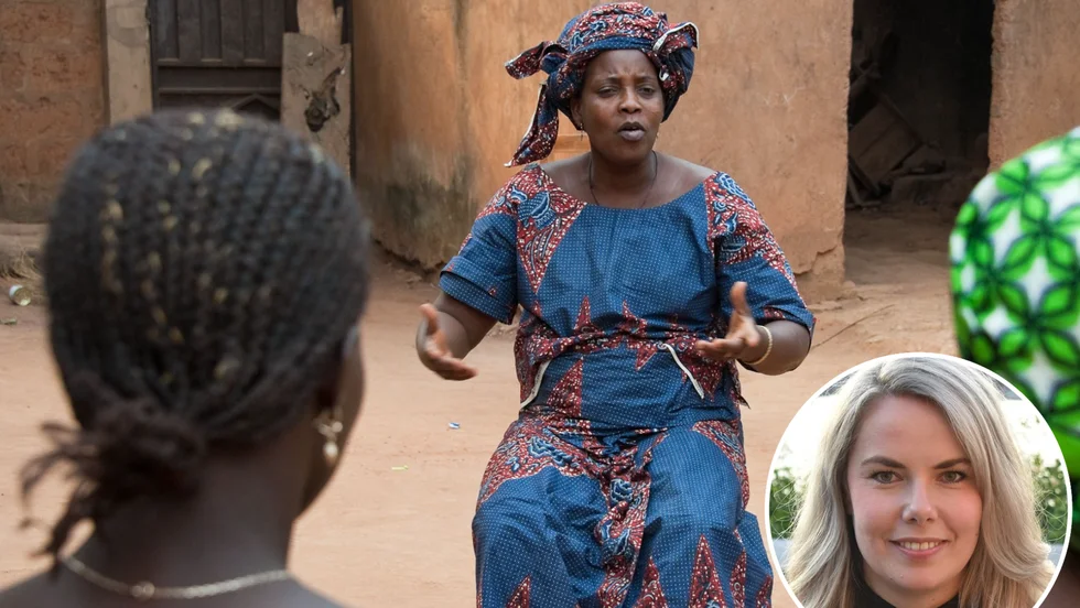 Malin Flemström, vd The Hunger Project Sverige (infällda bilden) vill att fler politiker ska prioritera problemet med världshungern. På stora bilden håller Louise Lagni i en utbildning vid The Hunger Projects verksamhet i Benin.