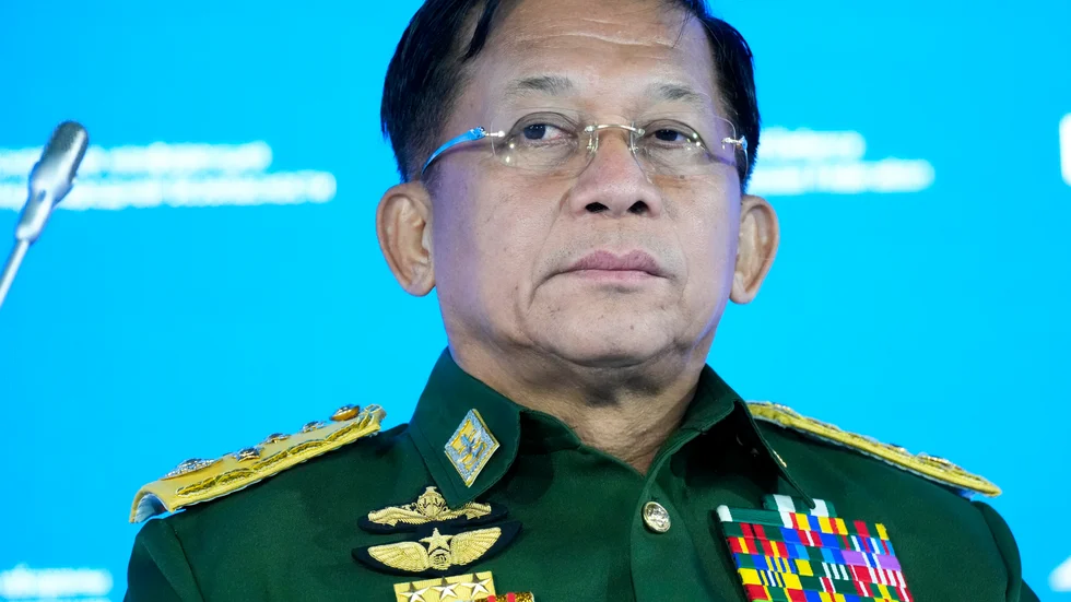 Ledaren för militärjuntan i Myanmar, general Min Aung Hlaing. Arkivbild.
