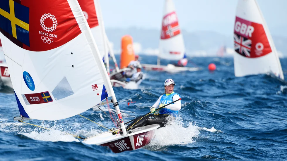 Josefin Olsson under torsdagens OS-segling i laser radial.