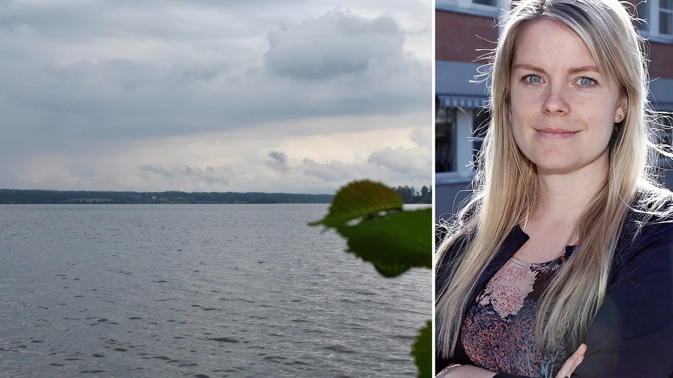 Kommunekolog Fia Sundin förklarar problemet med vattenpesten i Boren.