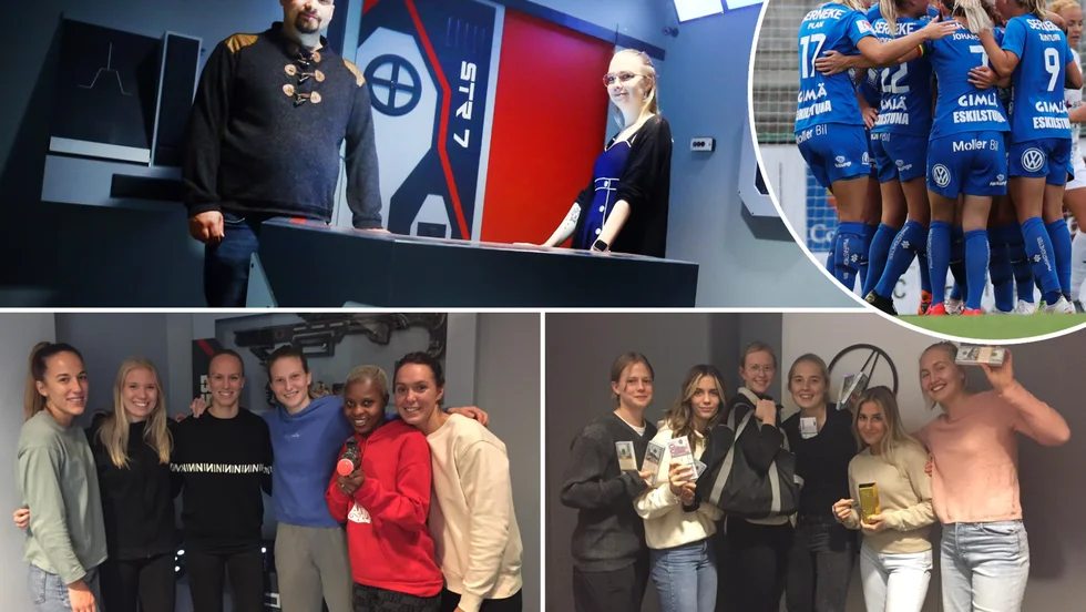 Tolv spelare i Eskilstuna United visade sina färdigheter i Escape room i Eskilstuna på fredagen. 