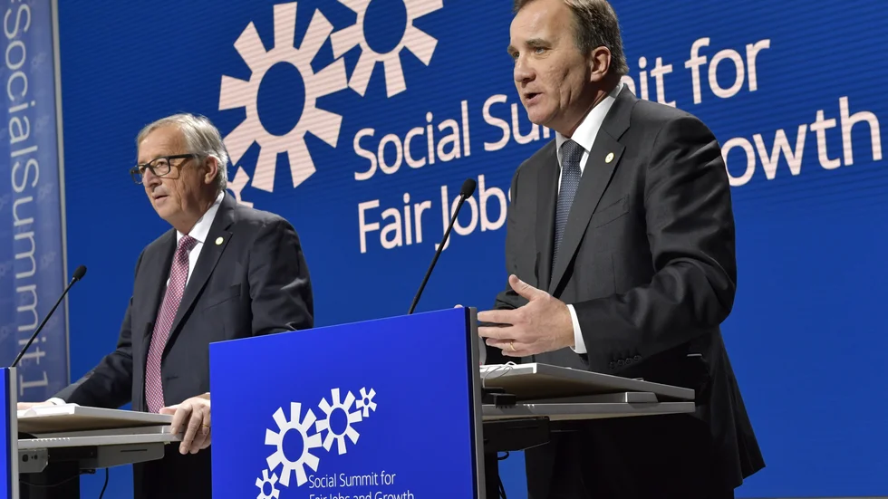 Statsminister Stefan Löfven (S) samlade till toppmöte om sociala frågor i Göteborg 2017, något som nu riskerar att få konsekvenser för den svenska modellen. 
