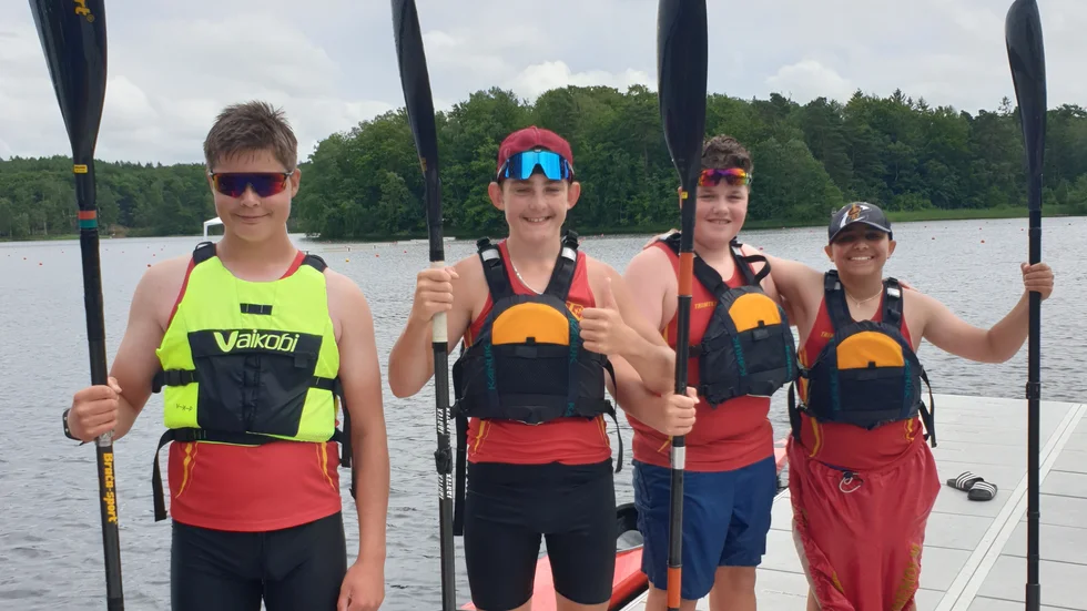 KKK:s guldkvartett efter långa K4-loppet i Örkelljunga, Dimitri Tinins, Oscar Hellgren, Rocky Månberg och Samir Alia